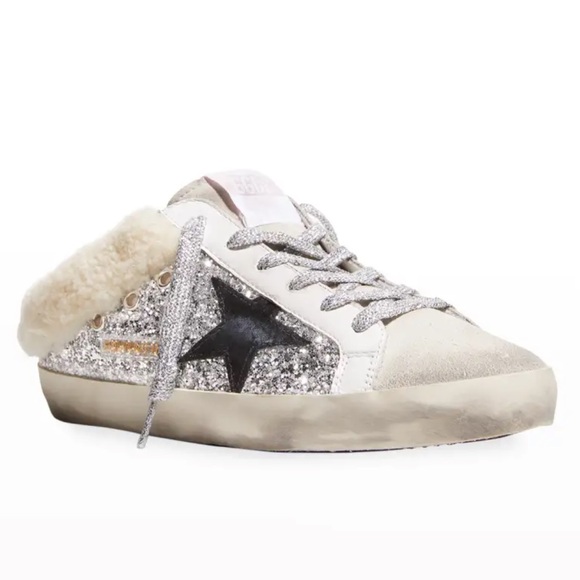 Golden Goose | Shoes | Golden Goose Sabot Leather Glitter Star Slide  Sneakers | Poshmark